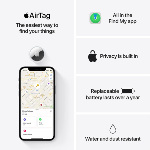 Apple AirTag (4 Pack), Smart Bluetooth Tracker for Keys, Wallets, Bags, and More - Image 8