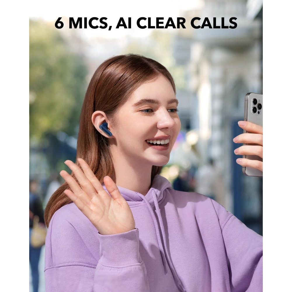 Anker Soundcore P40i Noise Cancelling Wireless Earbuds, 60H Playtime, Heavy Bass, 2-in-1 Case and Phone Stand, IPX5, Wireless Charging, Bluetooth 5.3, Blue 6 Anker Soundcore P40i Noise Cancelling Wireless Earbuds, 60H Playtime, Heavy Bass, 2-in-1 Case and Phone Stand, IPX5, Wireless Charging, Bluetooth 5.3, Blue - Image 6