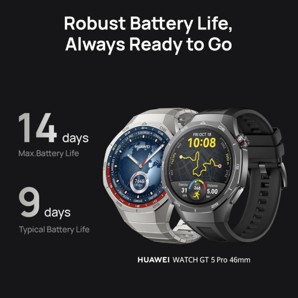 HUAWEI WATCH GT5 Pro 46mm Smartwatch 2-Week Battery, AMOLED Display, 100+ Workout Modes, SpO2/HR Monitor, GPS, BT Calling - Image 8