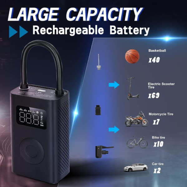 Xiaomi Portable Electric Air Compressor 2 Compact Cordless, and Rechargeable Tire Inflator with Digital Pressure Display - Image 13