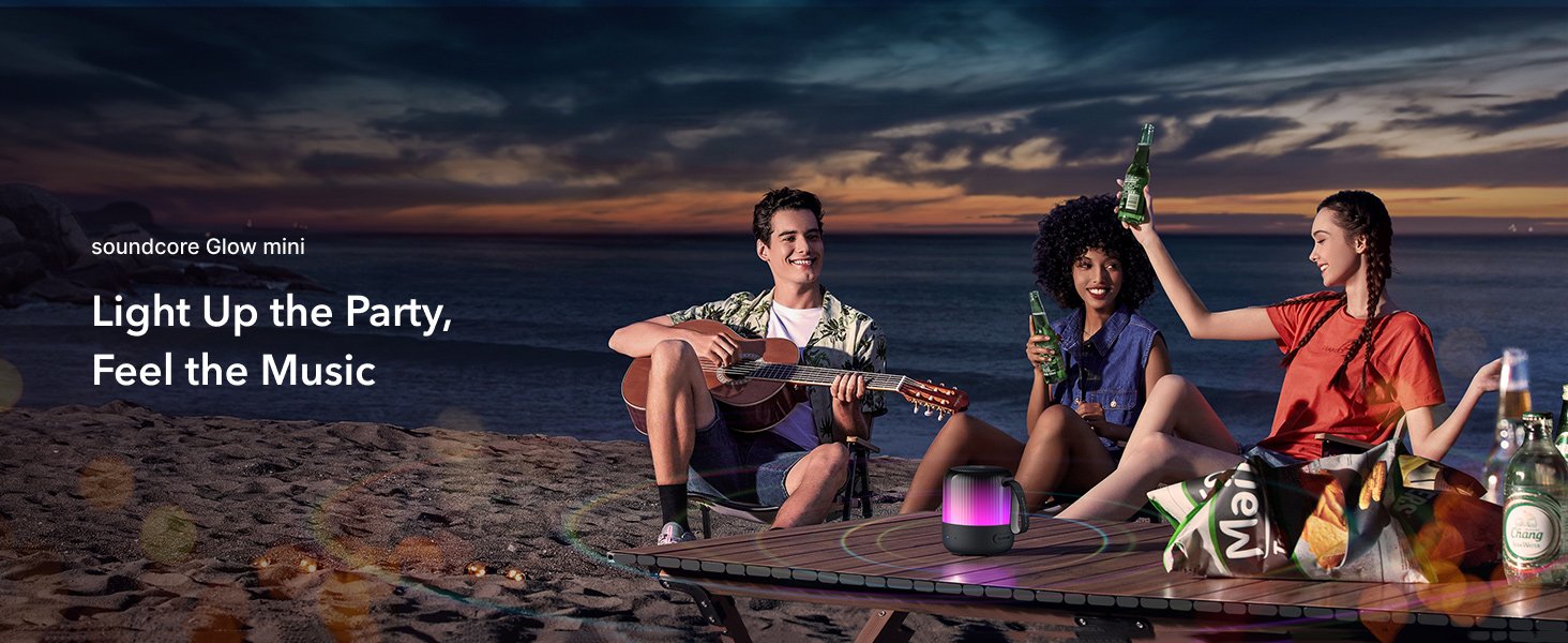 Anker Soundcore Glow Mini Portable Bluetooth Speaker with 360° Sound - Light Show, 12H Battery, IP67 Waterproof 9 1