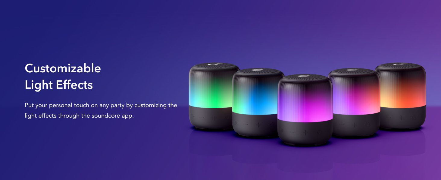 Anker Soundcore Glow Mini Portable Bluetooth Speaker with 360° Sound - Light Show, 12H Battery, IP67 Waterproof 11 3