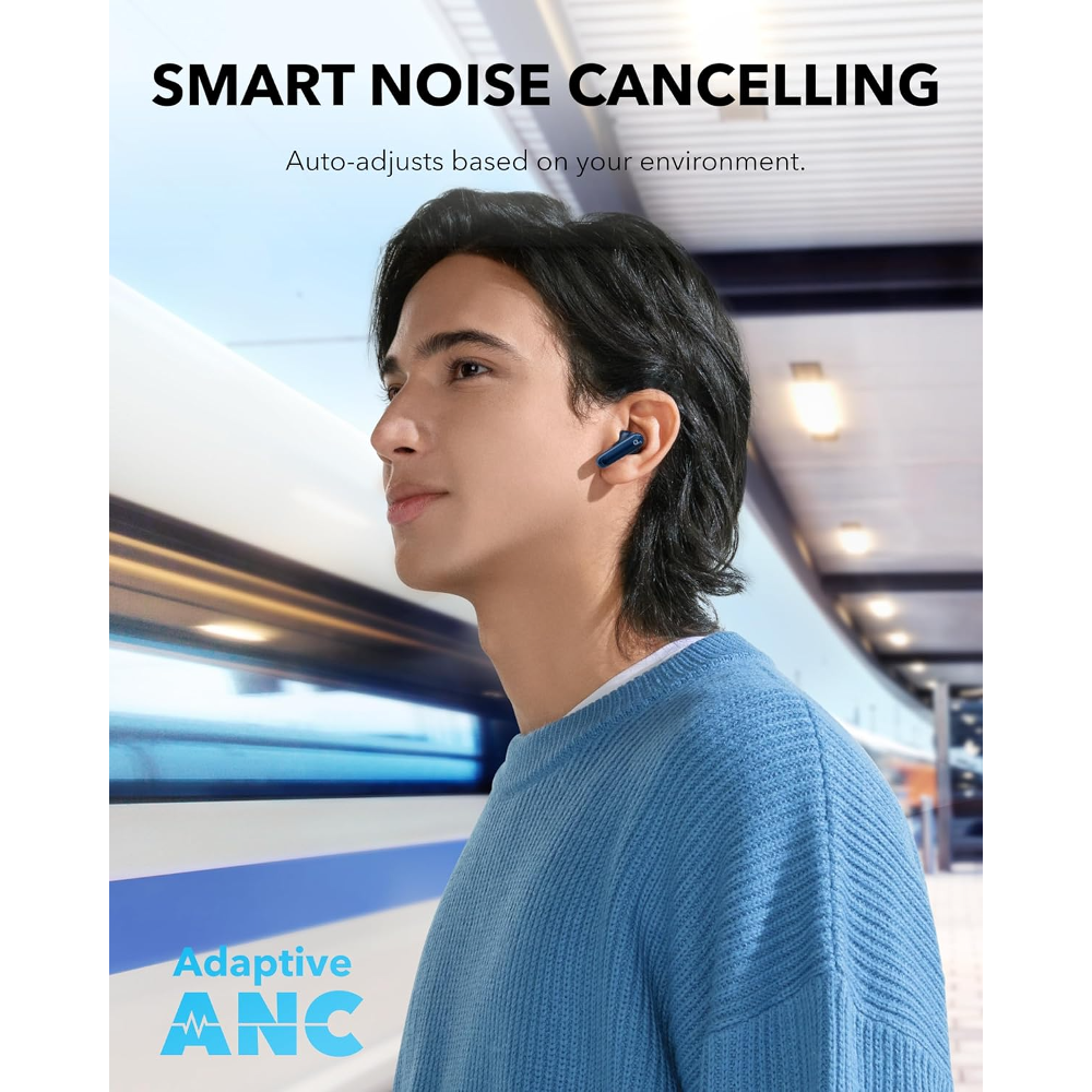 Anker Soundcore P40i Noise Cancelling Wireless Earbuds, 60H Playtime, Heavy Bass, 2-in-1 Case and Phone Stand, IPX5, Wireless Charging, Bluetooth 5.3, Blue 3 Anker Soundcore P40i Noise Cancelling Wireless Earbuds, 60H Playtime, Heavy Bass, 2-in-1 Case and Phone Stand, IPX5, Wireless Charging, Bluetooth 5.3, Blue - Image 3