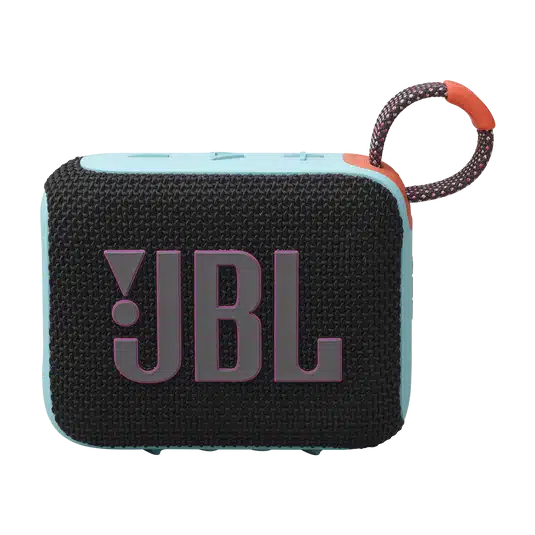 سماعة بلوتوث محمولة JBL Go 4 الأسود البرتقالي – مقاومة للماء والغبار IP67، Auracast، قدرة 4.2 واط، حتى 7 ساعات + ساعتان مع Playtime Boost 14 JBL Go 4 الأسود البرتقالي من الأمام