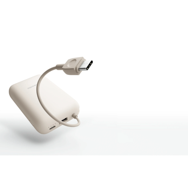 Xiaomi Power Bank 10000mAh with Integrated Cable Portable Fast Charging Battery Pack tan