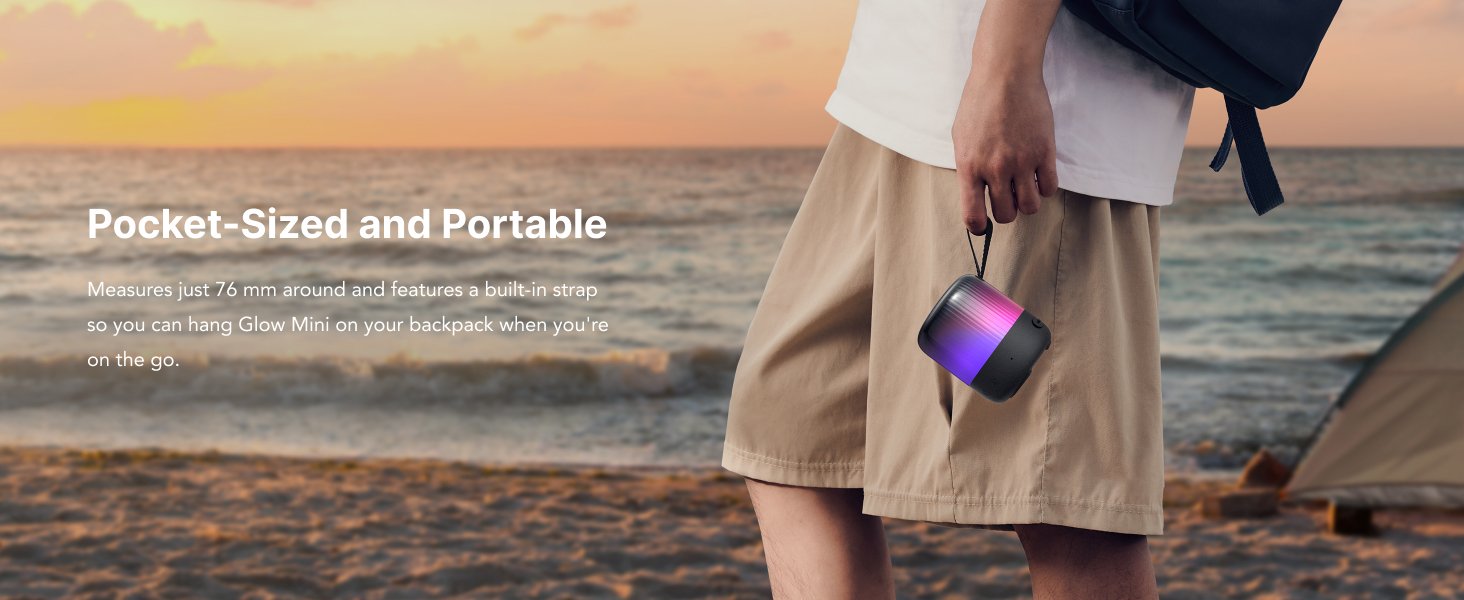 Anker Soundcore Glow Mini Portable Bluetooth Speaker with 360° Sound - Light Show, 12H Battery, IP67 Waterproof 14 1
