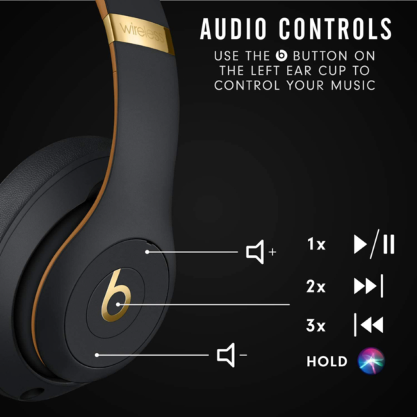 Beats Studio3 Wireless Noise Cancelling Over-Ear Headphones, Apple W1 Chip, Class 1 Bluetooth, 22H Battery Life, Built-In Mic, Midnight Black - Image 6