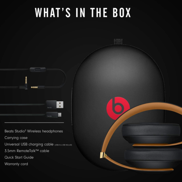 Beats Studio3 Wireless Noise Cancelling Over-Ear Headphones, Apple W1 Chip, Class 1 Bluetooth, 22H Battery Life, Built-In Mic, Midnight Black - Image 7