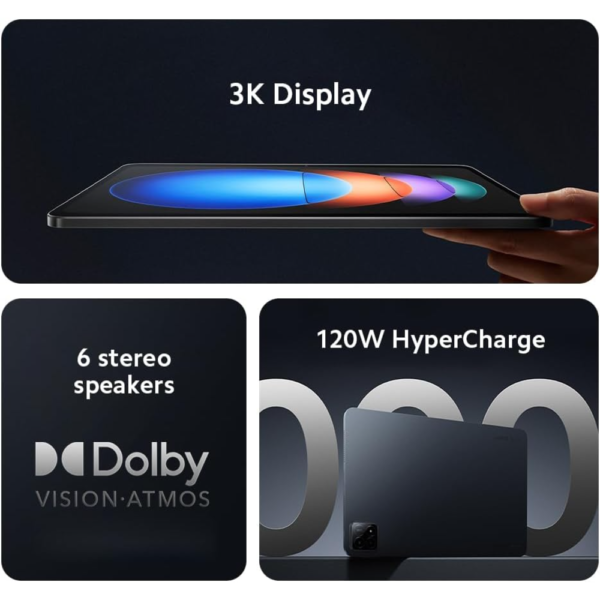 Xiaomi Pad 6S Pro 12.4" Tablet 3K Display, 144Hz Refresh Rate, 256GB Storage, 8GB RAM, 10,000mAh Battery, Black - Image 3