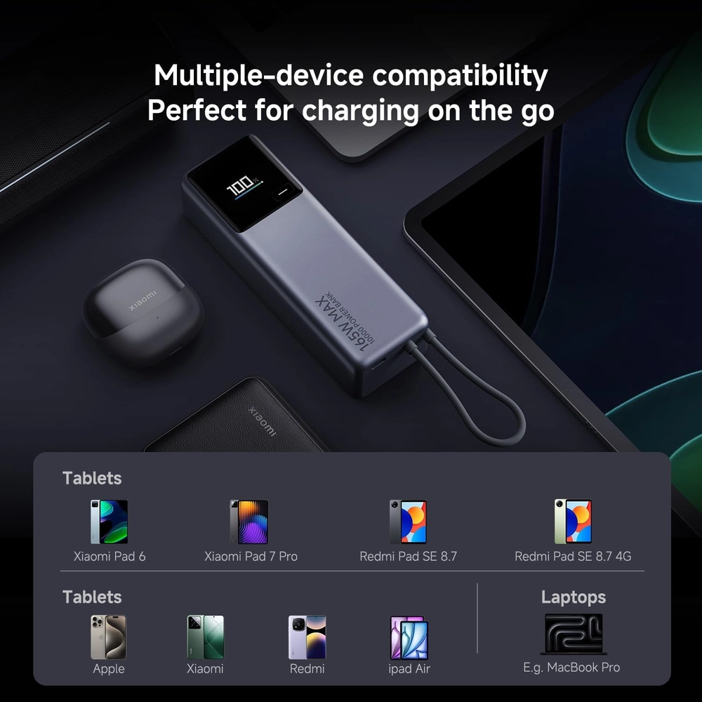 Xiaomi 165W Power Bank 10000mAh with Integrated USB-C Cable 7 Xiaomi 165W Power Bank 10000mAh with Integrated USB-C Cable - Image 7