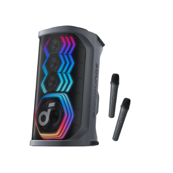 Anker Soundcore Rave 3 Party Speaker, 2 Wireless Microphones, 100W Sound, RGB Lights, Bluetooth, Portable Karaoke Speaker for Parties