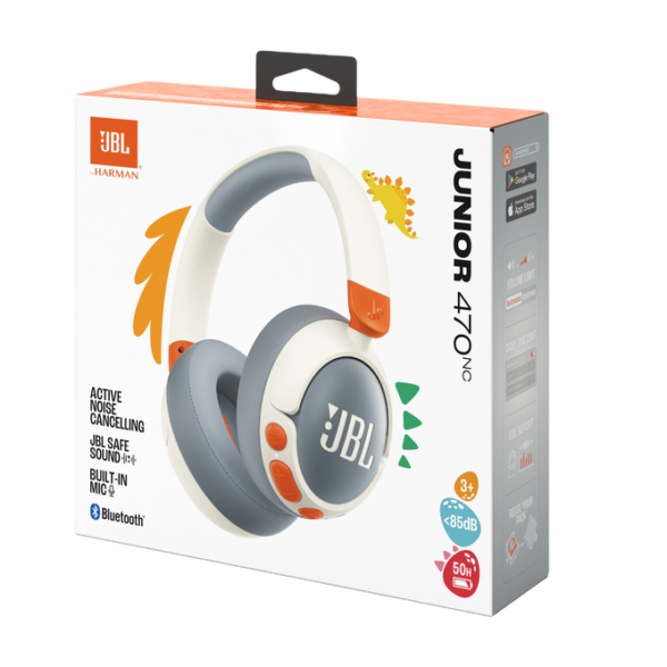 JBL Junior 470 NC Wireless Over-Ear Bluetooth Headphones, Active Noise Cancelling, Safe Sound, 50H Battery, Built-in Mic, Kids-Friendly, White - Image 7