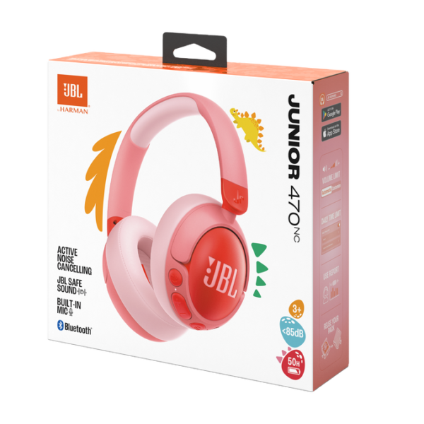 JBL Junior 470 NC Wireless Over-Ear Bluetooth Headphones, Active Noise Cancelling, Safe Sound, 50H Battery, Built-in Mic, Kids-Friendly, Pink - Image 7