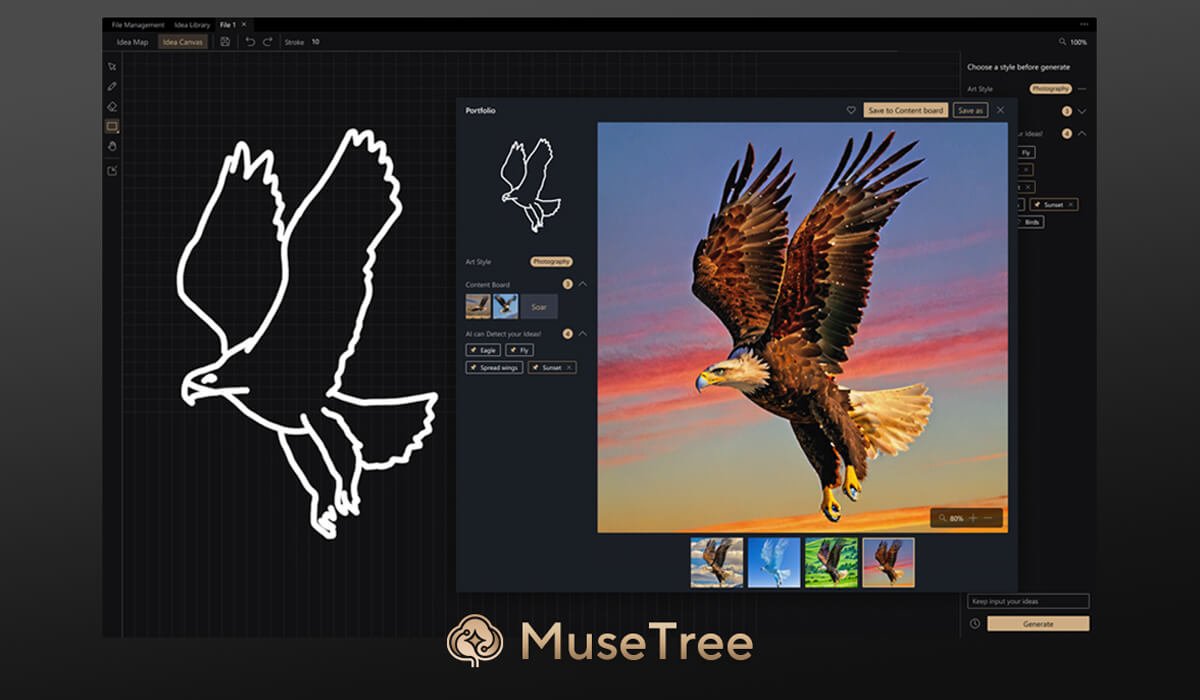 ROG Astral GeForce RTX 5080 16GB GDDR7 OC Edition High Performance Graphics Card with Advanced Cooling and Overclocking 44 Digital art software interface displaying a drawing of an eagle on the left and a colored image of an eagle in flight on the right, with various editing tools and options