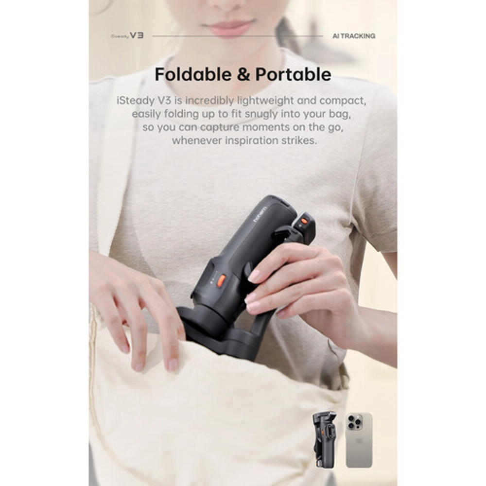 Hohem iSteady V3 Black 3-Axis Smartphone Gimbal Stabilizer with AI Tracking, Detachable Remote Control, Built-in Extension Rod & 3-Color Fill Light 7 Hohem iSteady V3 Black 3-Axis Smartphone Gimbal Stabilizer with AI Tracking, Detachable Remote Control, Built-in Extension Rod & 3-Color Fill Light - Image 7