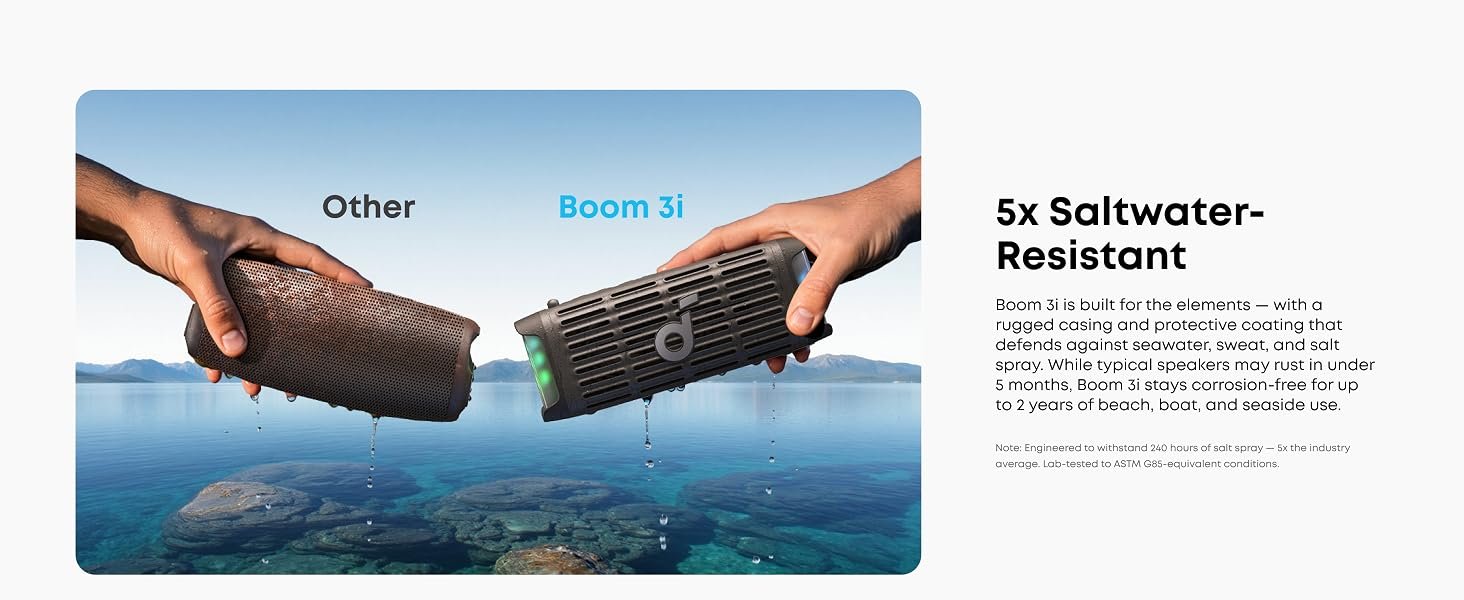 Soundcore Boom 3i 50W Portable Outdoor Speaker - IP68 Waterproof, Saltwater-Resistant, Floating Playback, BassUp 2.0, Black 56 soundcore boom3i