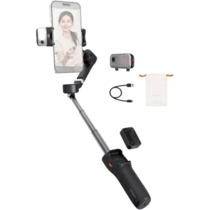 Hohem iSteady V3 Black 3-Axis Smartphone Gimbal Stabilizer with AI Tracking, Detachable Remote Control, Built-in Extension Rod & 3-Color Fill Light