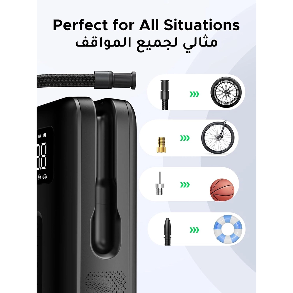 UGREEN Portable Air Compressor 2024 Upgrade Long Battery Life Digital Tire Pressure Detection Air Pump Tyre Inflator with LED Light (Max 150 PSI) Auto Shut Off Electric Pump for Car, Bike, Ball, Horizontal Model 3 UGREEN Portable Air Compressor 2024 Upgrade Long Battery Life Digital Tire Pressure Detection Air Pump Tyre Inflator with LED Light (Max 150 PSI) Auto Shut Off Electric Pump for Car, Bike, Ball, Horizontal Model - Image 3