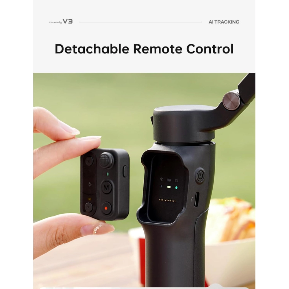 Hohem iSteady V3 Black 3-Axis Smartphone Gimbal Stabilizer with AI Tracking, Detachable Remote Control, Built-in Extension Rod & 3-Color Fill Light 2 Hohem iSteady V3 Black 3-Axis Smartphone Gimbal Stabilizer with AI Tracking, Detachable Remote Control, Built-in Extension Rod & 3-Color Fill Light - Image 2