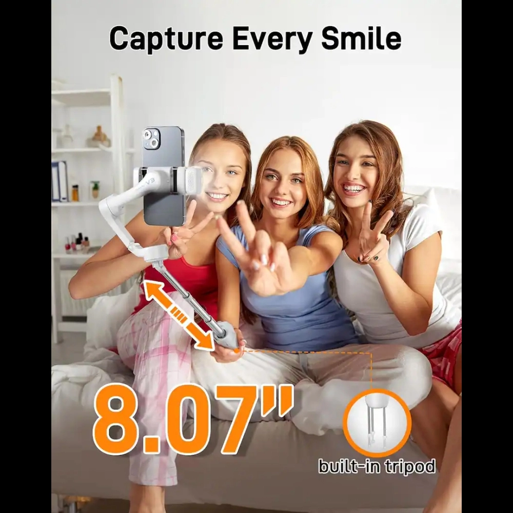 Hohem iSteady V3 White 3-Axis Smartphone Gimbal Stabilizer – Professional Anti-Shake Handheld Gimbal for Smooth Video Shooting 7 Hohem iSteady V3 White 3-Axis Smartphone Gimbal Stabilizer – Professional Anti-Shake Handheld Gimbal for Smooth Video Shooting - Image 7