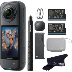 Insta360 X5 Essentials Bundle – 8K Waterproof 360° Action Camera + Extra Battery, Invisible Selfie Stick & Fast-Charge Case