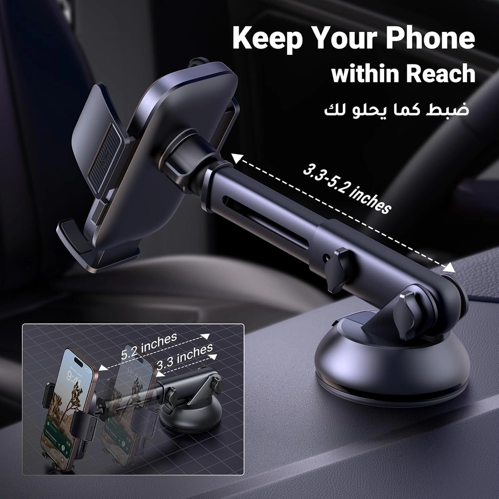 UGREEN Car Phone Holder – Upgraded 4-in-1 Dashboard/Air Vent/Windscreen Mount, One-Button Release, Metal Hook Mobile Holder, Fits iPhone 17/16/15/14, Samsung S25/24/23, 4.7-7.2" Accessories 4 UGREEN Car Phone Holder – Upgraded 4-in-1 Dashboard/Air Vent/Windscreen Mount, One-Button Release, Metal Hook Mobile Holder, Fits iPhone 17/16/15/14, Samsung S25/24/23, 4.7-7.2" Accessories - Image 4