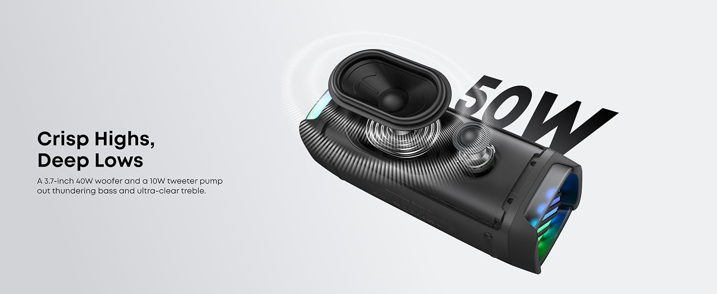 Soundcore Boom 3i 50W Portable Outdoor Speaker - IP68 Waterproof, Saltwater-Resistant, Floating Playback, BassUp 2.0, Black 57 soundcore boom3i