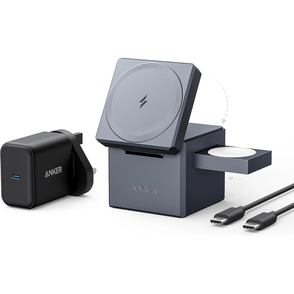 Anker 3-in-1 Cube Compatible with MagSafe – 15W Fast Charging Station for iPhone, Apple Watch & AirPods – Compact Foldable Magnetic Wireless Charger 1 Anker 3-in-1 Cube Compatible with MagSafe – 15W Fast Charging Station for iPhone, Apple Watch & AirPods – Compact Foldable Magnetic Wireless Charger