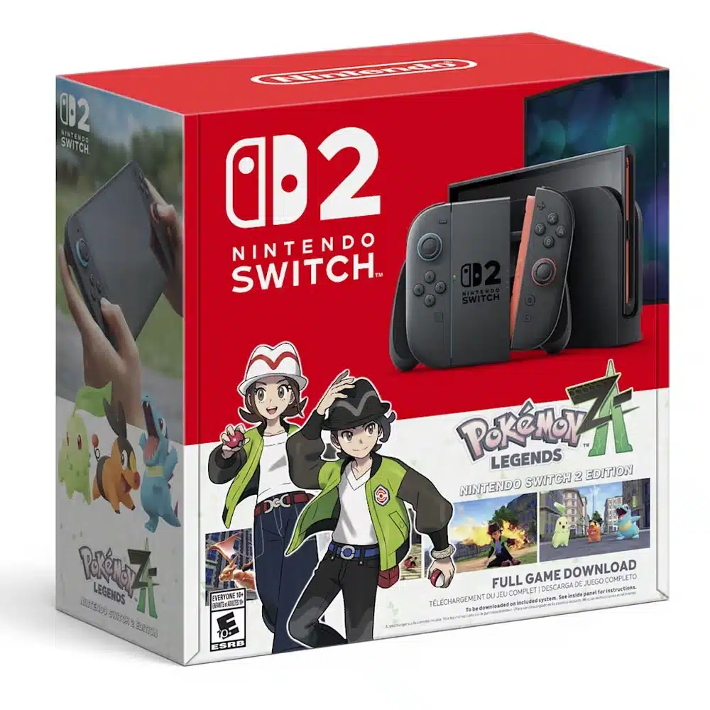 حزمة Nintendo Switch 2 مع Pokémon Legends: Z-A – النسخة الدولية، الجهاز مع تحميل رقمي كامل للعبة (إصدار Nintendo Switch 2) 7 علبة حزمة Pokemon Legends Z-A مع جهاز Nintendo Switch 2 وتحميل رقمي كامل للعبة