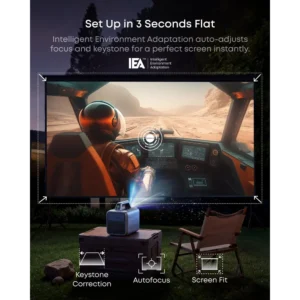 NEBULA Mars 3, 1000 ANSI Lumens Portable Projector, AI Image, 5H Battery, Android TV, 200" Screen