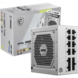 MSI MAG A850GL PCIe 5.1 ATX 3.1 Power Supply – 850W Full Modular, 80 Plus Gold, White