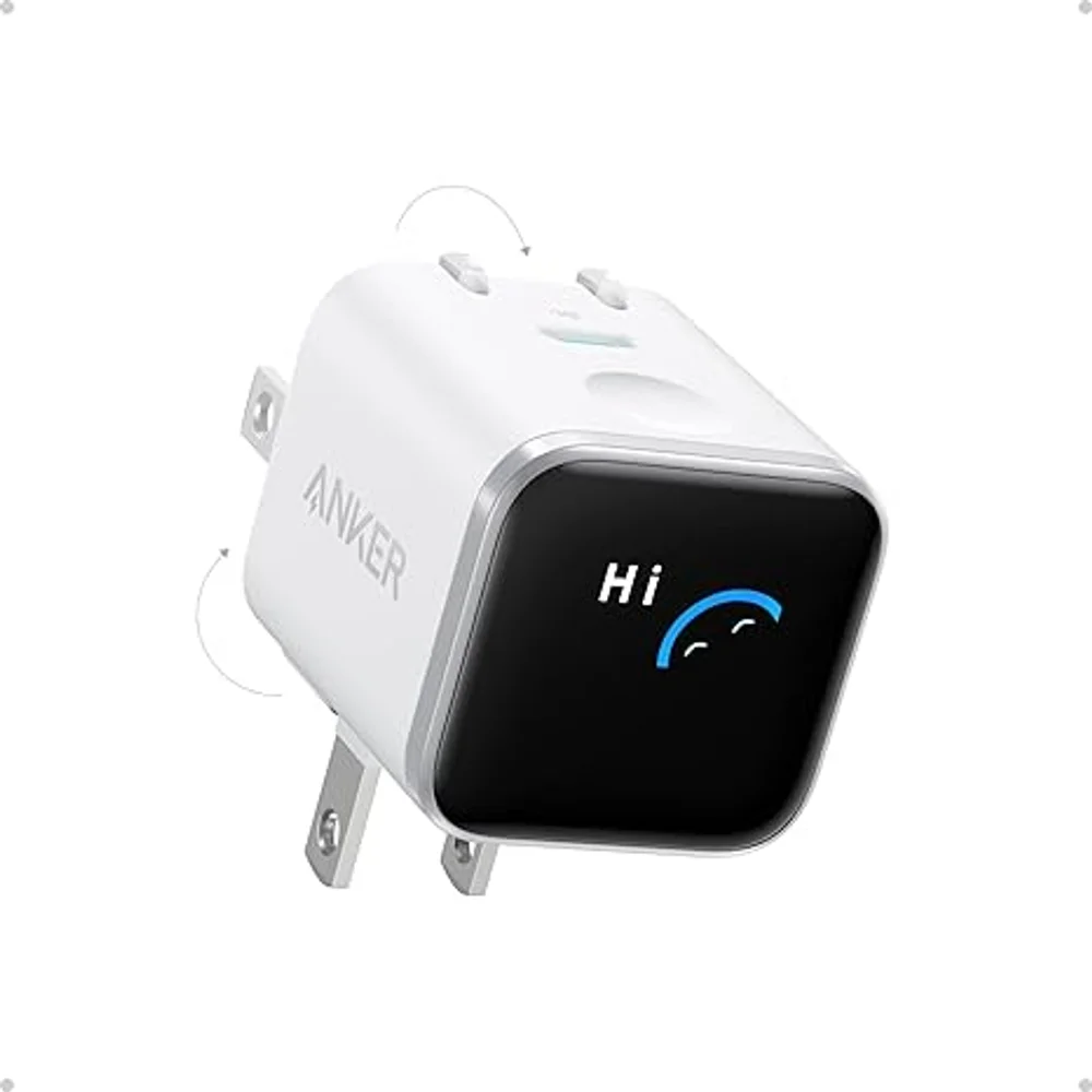 Anker Nano 45W USB-C Wall Charger - Smart Display, 180° Foldable Plug, ActiveShield Care Mode, iPhone 17/16/15 Compatible - white 1 Anker Nano 45W USB-C Wall Charger - Smart Display, 180° Foldable Plug, ActiveShield Care Mode, iPhone 17/16/15 Compatible - white