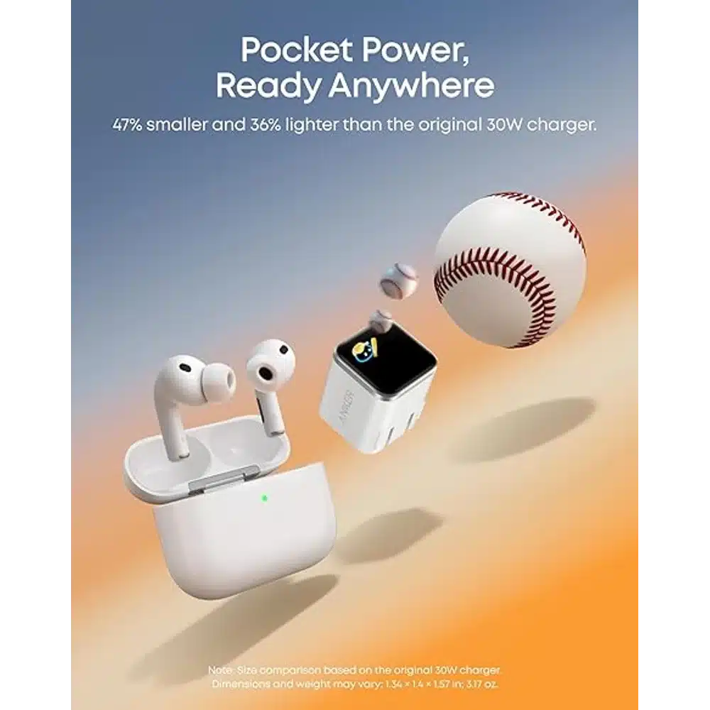 Anker Nano 45W USB-C Wall Charger - Smart Display, 180° Foldable Plug, ActiveShield Care Mode, iPhone 17/16/15 Compatible - white 2 Anker Nano 45W USB-C Wall Charger - Smart Display, 180° Foldable Plug, ActiveShield Care Mode, iPhone 17/16/15 Compatible - white - Image 2