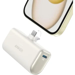 Anker Nano Power Bank - Mini Portable Charger, Built-in USB-C Connector, 5,000mAh, 22.5W Fast Charging, Universal Compatibility