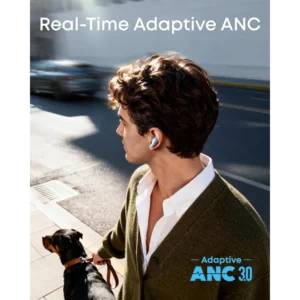 Soundcore Liberty Buds - Semi-in-Ear Wireless Earbuds, Real-Time Adaptive Noise Cancelling, Translation Feature, 30H Playtime, Light Blue