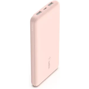 Belkin 10K USB-C Portable Power Bank - 10000mAh, 15W, USB-C + 2×USB-A, iPhone/Galaxy/AirPods, Rose Gold