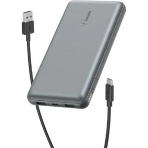 Belkin USB-C Power Bank 20K - 20000mAh, 15W, 2×USB-A Ports, A-to-C Cable, iPhone 17/Galaxy/Switch, Space Gray