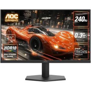 AOC 24G11ZE 23.8" Gaming Monitor - 240Hz, 0.3ms, FHD, Fast IPS, Adaptive Sync, HDR10, Frameless, Black