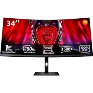 Xiaomi Curved Gaming Monitor G34WQi - 34" WQHD 1440P, 180Hz, 1500R, 1ms, FreeSync Premium, HDR400, Black