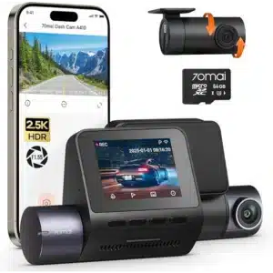 70mai Dash Cam A410 Front & Rear - 2.5K+1080P, HDR, Super Night Vision, Wi-Fi, GPS, 24H Parking, 64GB Card