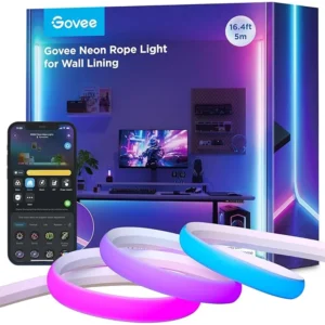 Govee Neon Rope Light Wall Lining - Matter Compatible, 16.4ft RGBIC, App Control, Music Sync, Alexa & Google