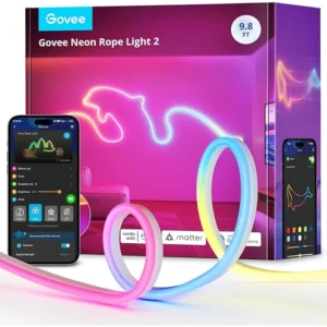 Govee Neon Rope Light 2 - RGBIC Neon Lights, Matter Compatible, 9.8ft, Shape Mapping, DIY Strip, Alexa & Google, White