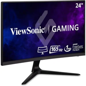 ViewSonic Omni VX2418C 24" Curved Gaming Monitor - 165Hz, 1ms, FHD, AMD FreeSync Premium, Eye Care, HDMI/DP, Black