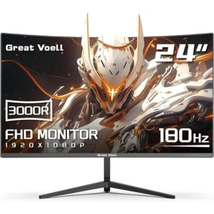 24" Curved Gaming Monitor - 180Hz/200Hz FHD 1080P, 99% sRGB, 3000R, AMD FreeSync, Low Motion Blur, VESA, HDMI/DP, Black