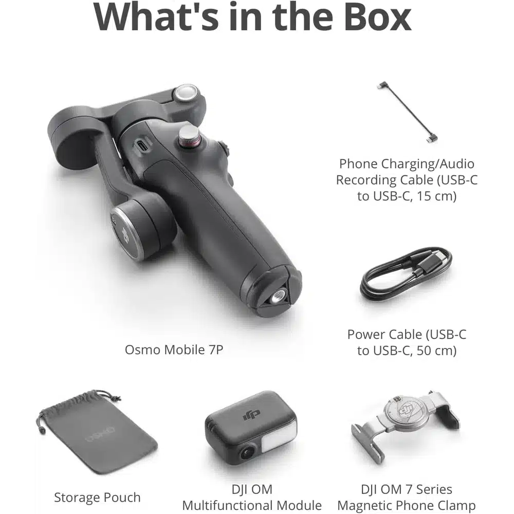 DJI Osmo Mobile 7P Gray - 3-Axis Phone Gimbal, Extension Rod, ActiveTrack 7.0, 10H Battery 11 DJI Osmo Mobile 7P detail view - Totot.ae