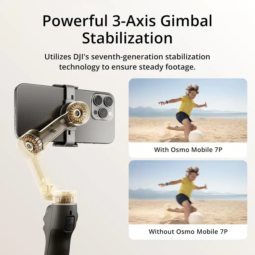 DJI Osmo Mobile 7P Gray - 3-Axis Phone Gimbal, Extension Rod, ActiveTrack 7.0, 10H Battery 9 DJI Osmo Mobile 7P extra product image - Totot.ae
