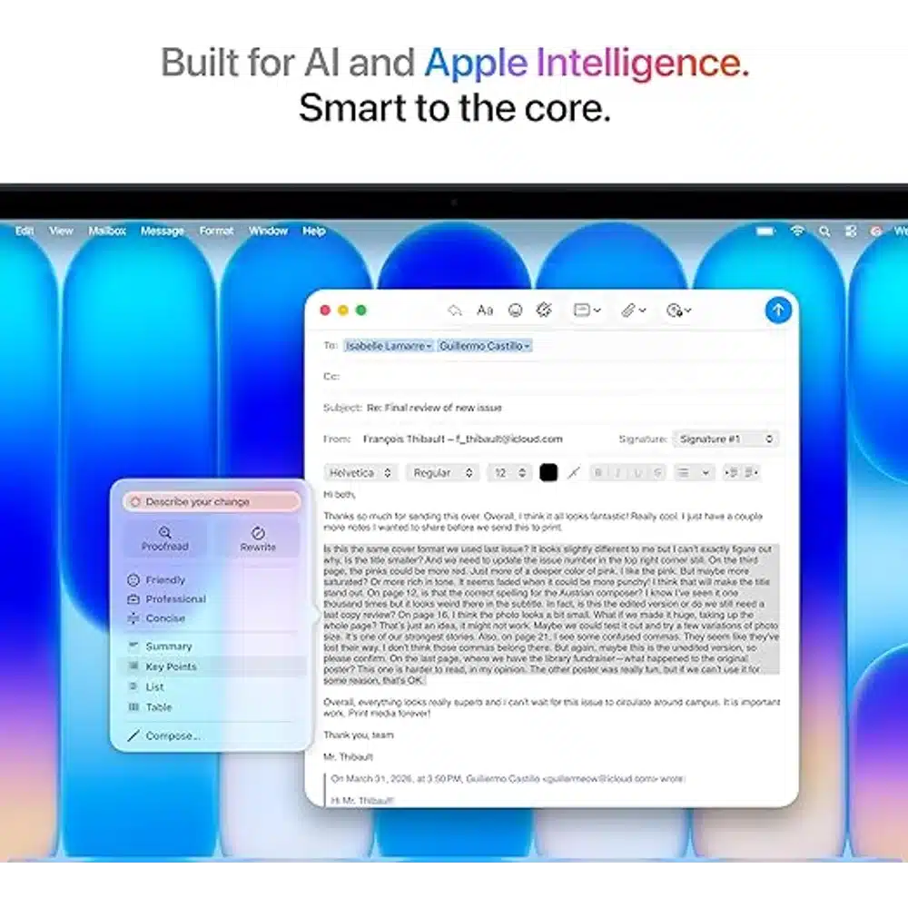 حاسوب أبل MacBook Neo النيلي (Indigo) مقاس 13 بوصة بسعة 512 جيجابايت – معالج A18 Pro، ذاكرة 8 جيجابايت، Touch ID، شاشة Liquid Retina – نسخة الإمارات TDRA 11 MacBook Neo النيلي 512GB من الجانب