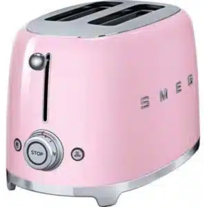 SMEG 3 Slice Toaster Matte Pink Retro Stainless Steel Wide Slots Premium Kitchen Toaster