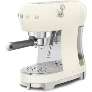 Smeg Retro Espresso Coffee Machine Cream 15 Bar Pressure with Steam Wand Compact Home Barista Maker