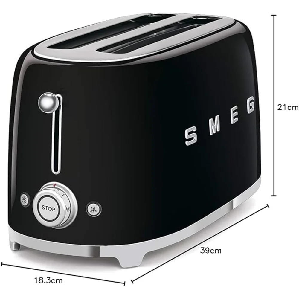 SMEG 3 Slice Toaster Matte Black Retro Stainless Steel Wide Slots TSF01BLMUK 4 SMEG 3 Slice Toaster Matte Black Retro Stainless Steel Wide Slots TSF01BLMUK - Image 4